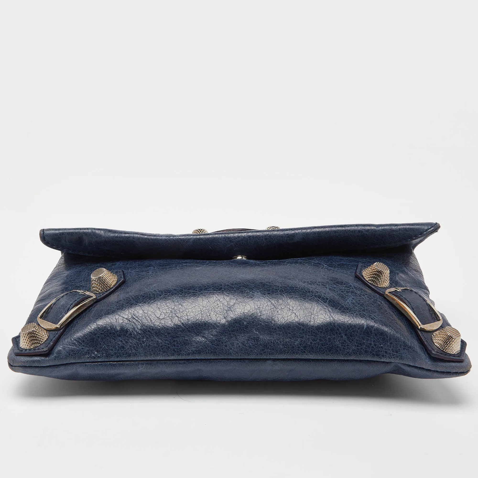 BALENCIAGA Blue Leather Giant 21 Envelope Clutch