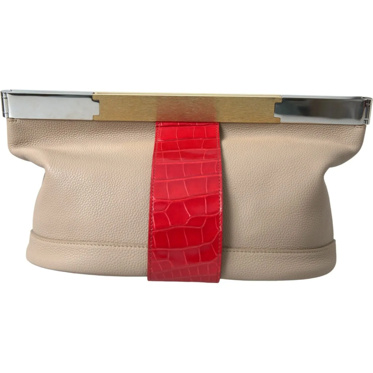 Balenciaga Two Tone Exotic Leather Clutch