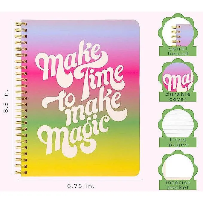 Ban.do Make Time to Make Magic Rough Draft Mini Notebook | Double-wire Spiral Small Colorful Journal