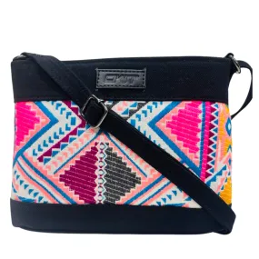 BLACK DENIM DURABLE MULTICOLOR SLING BAG