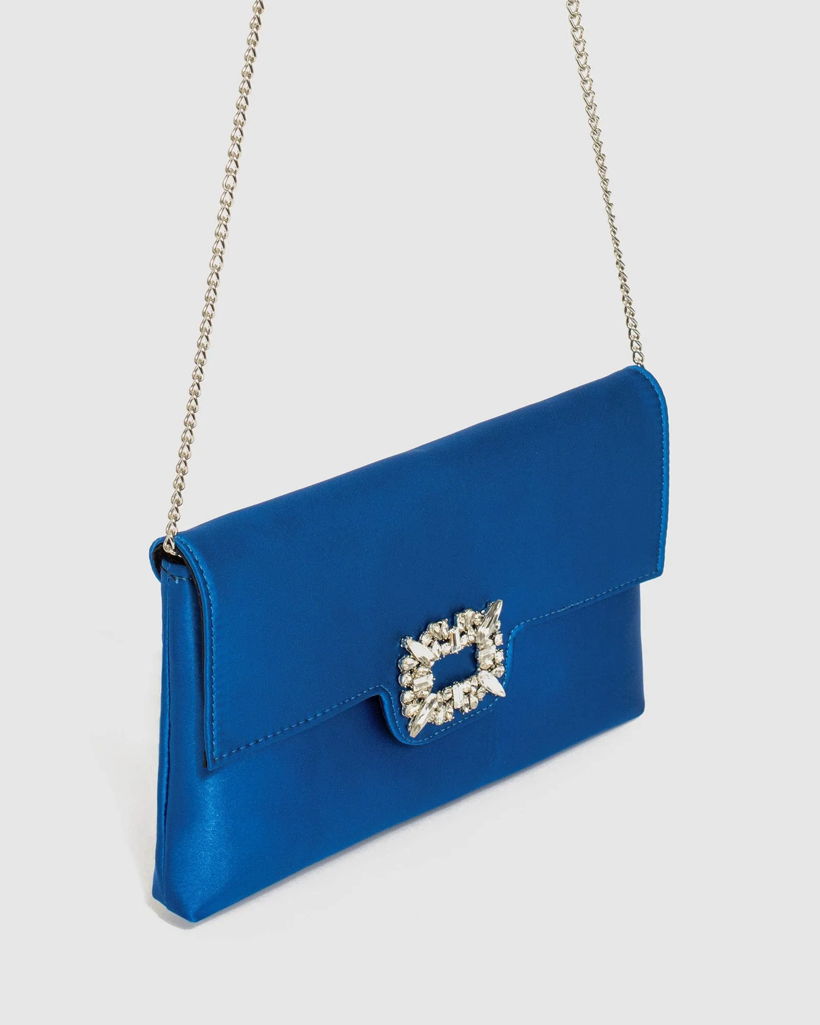 Blue Polly Crystal Clutch Bag