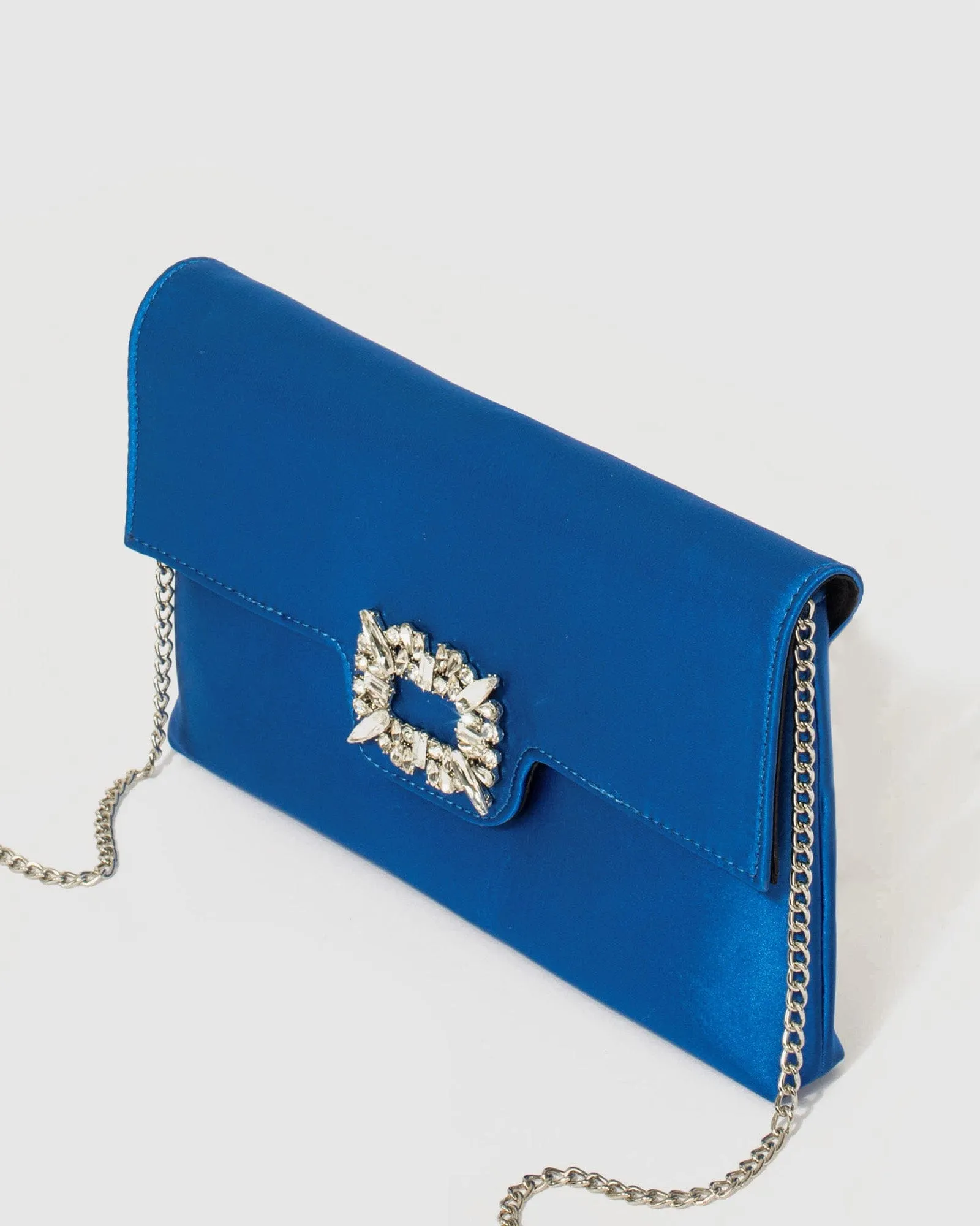 Blue Polly Crystal Clutch Bag