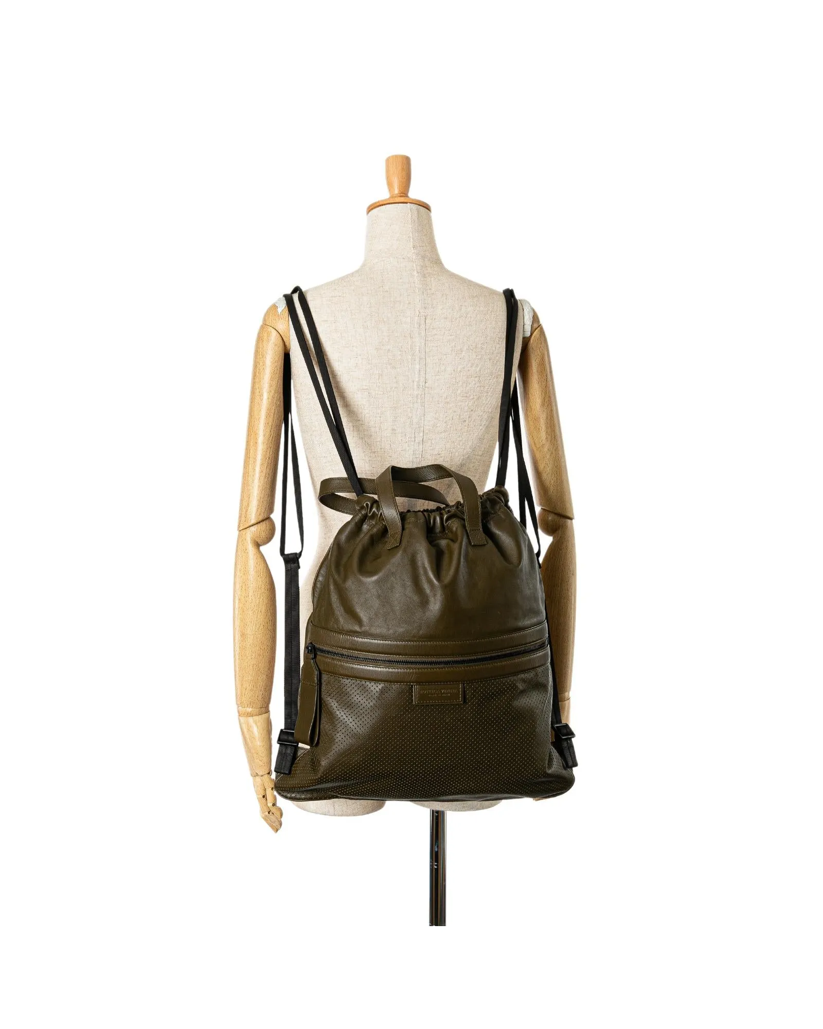 Bottega Veneta Intrecciato Leather Backpack Green