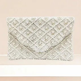 Clutch Cream Beaded Scallop