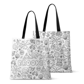 Colorable Personalized Tote Bags | Beach Bash