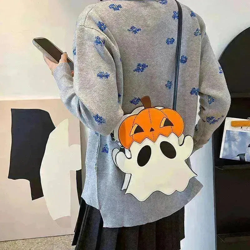 Creative 3D Pumpkin Ghost Shoulder Bag: Cute Women's Purse