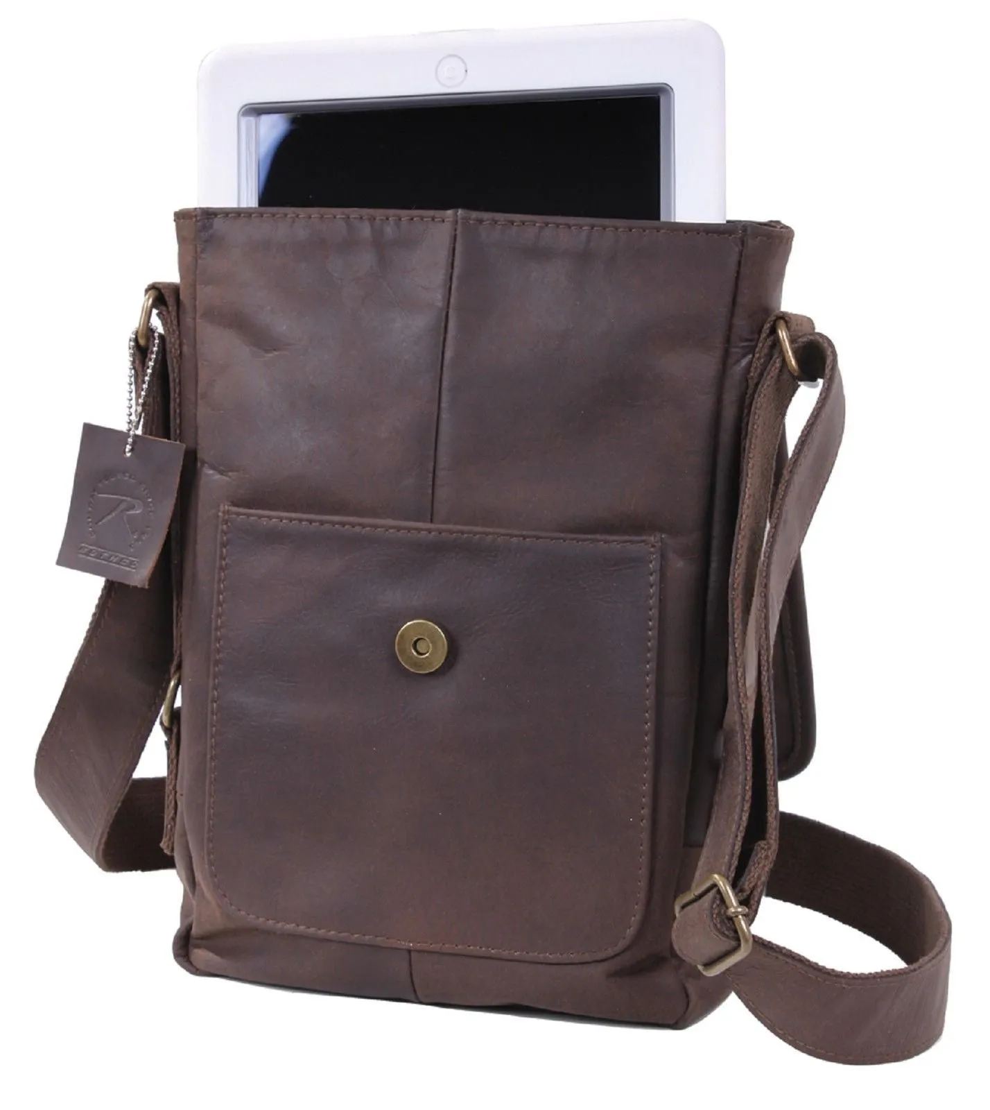 Durable & Stylish Brown Leather Tech Tablet Messenger Bag Rothco