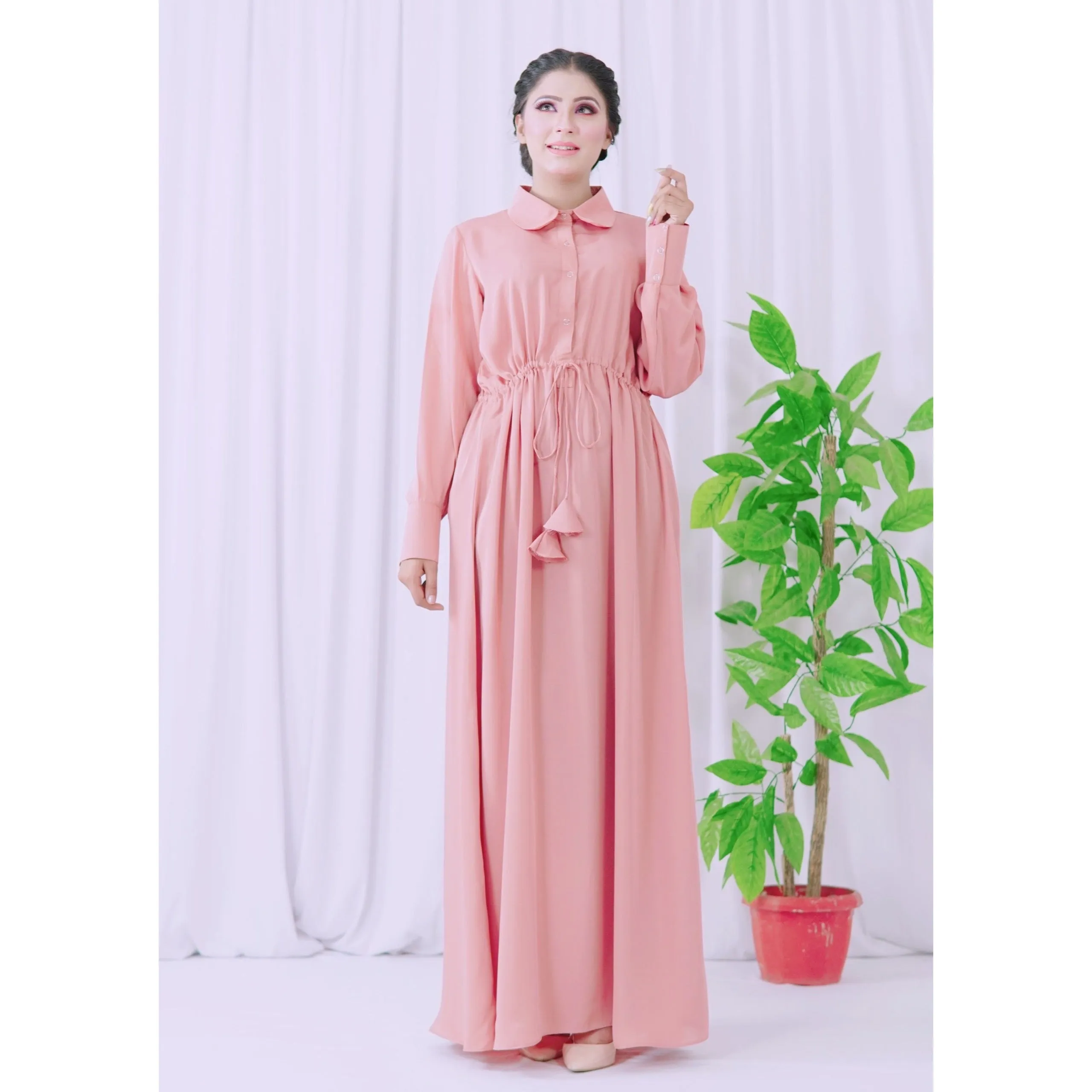 Elegant Maxi Abaya  (Pink)