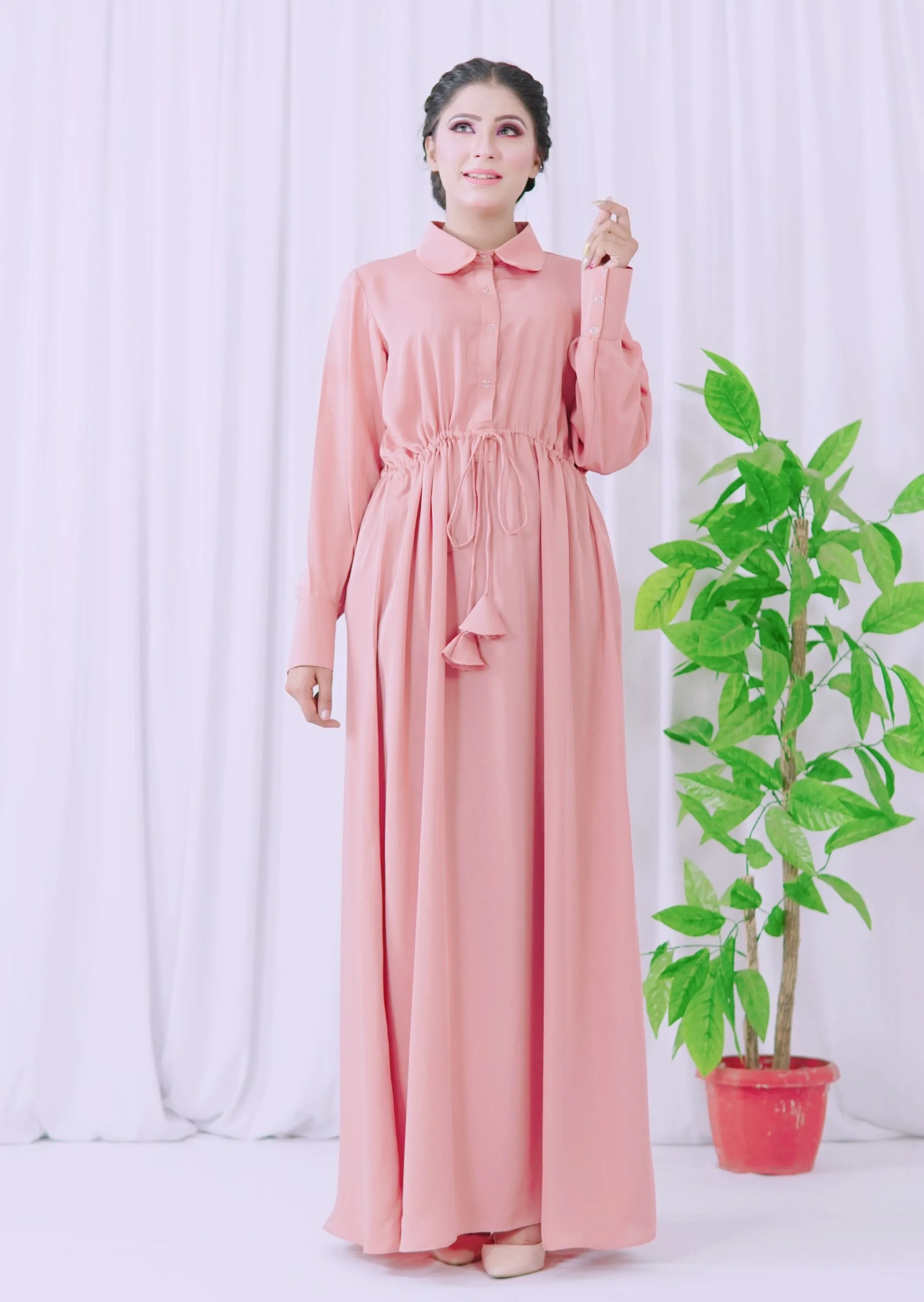 Elegant Maxi Abaya  (Pink)