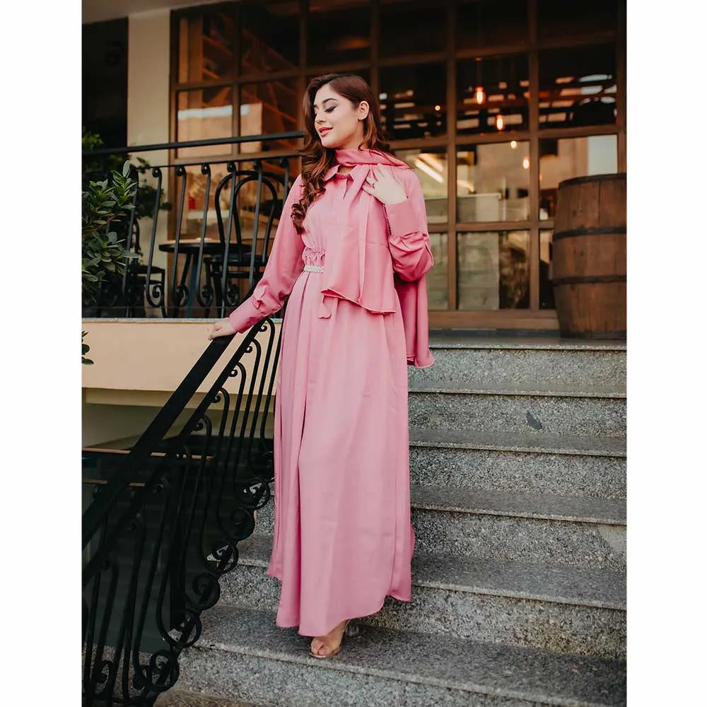 Elegant Maxi Abaya  (Pink)