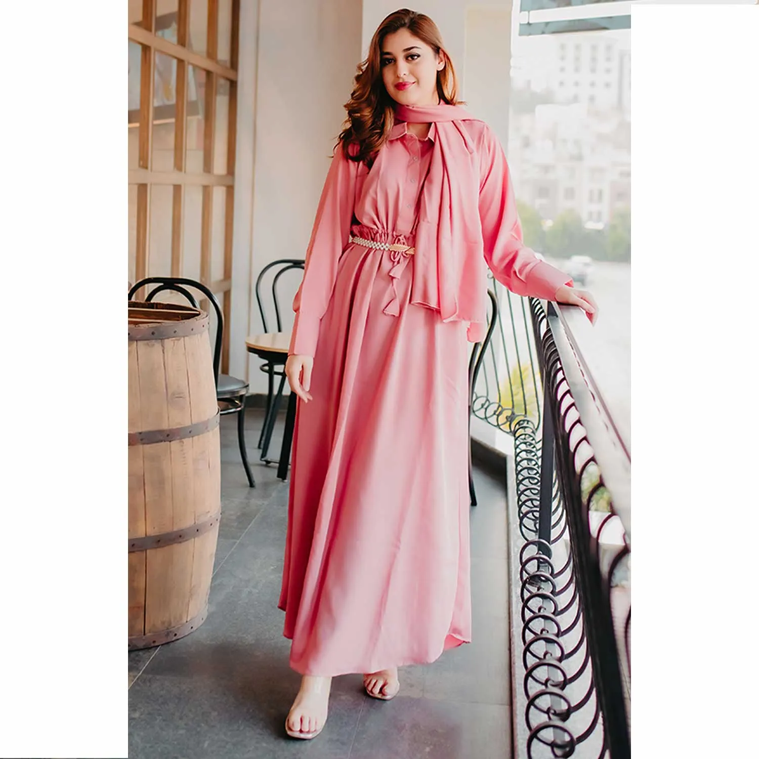 Elegant Maxi Abaya  (Pink)