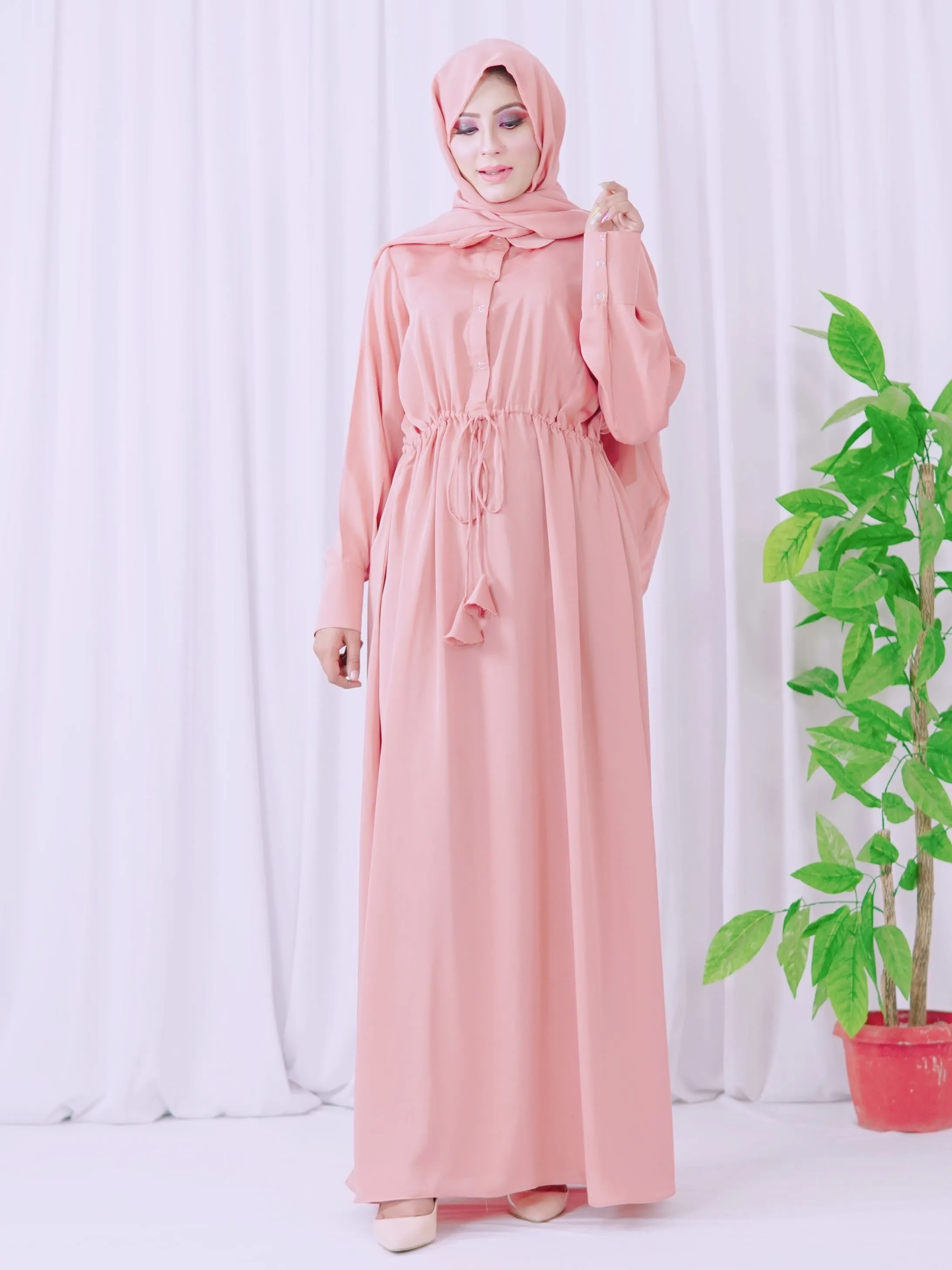 Elegant Maxi Abaya  (Pink)