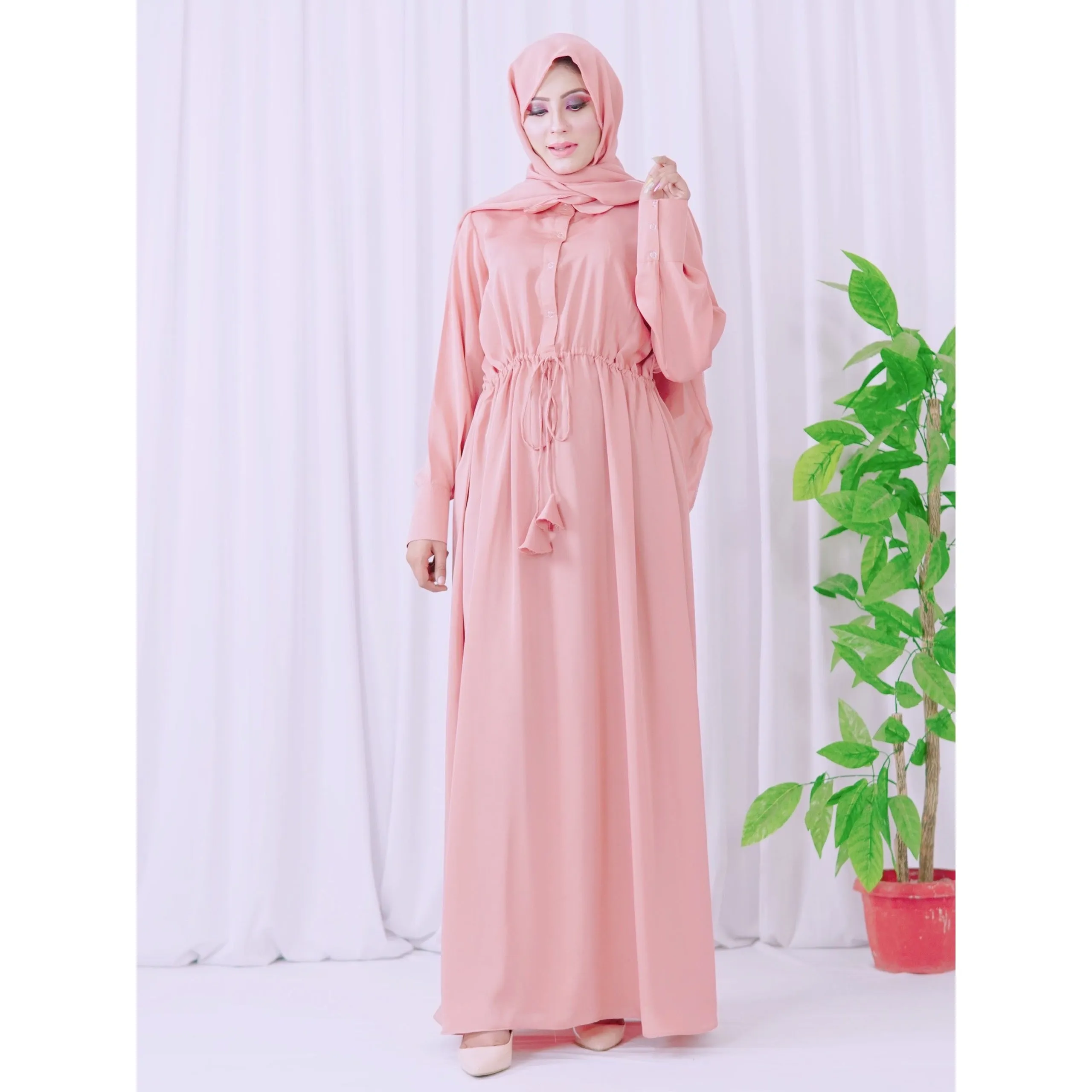 Elegant Maxi Abaya  (Pink)