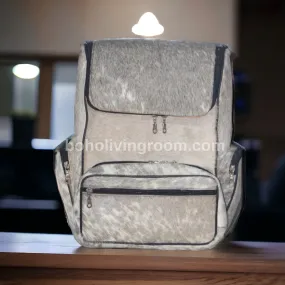 Exotic Cowhide Backpack Grey White