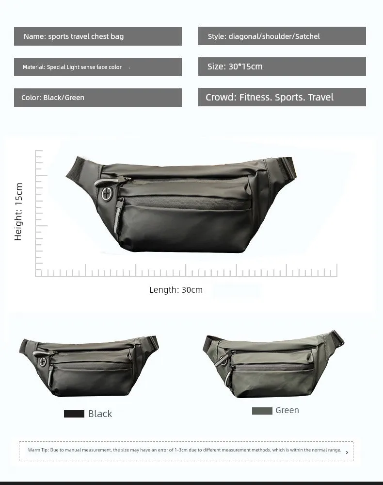 Fashion Waist Bag Men's Chest Bag One Shoulder Crossbody Waterproof Cycling Sports Bag, Street Trendy Small Backpack Casual