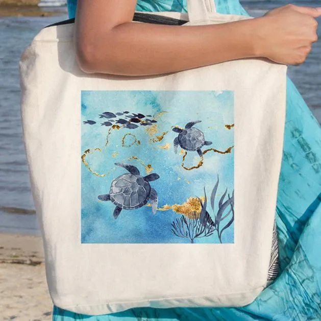 Golden Sea Turtle Bay Beach Tote