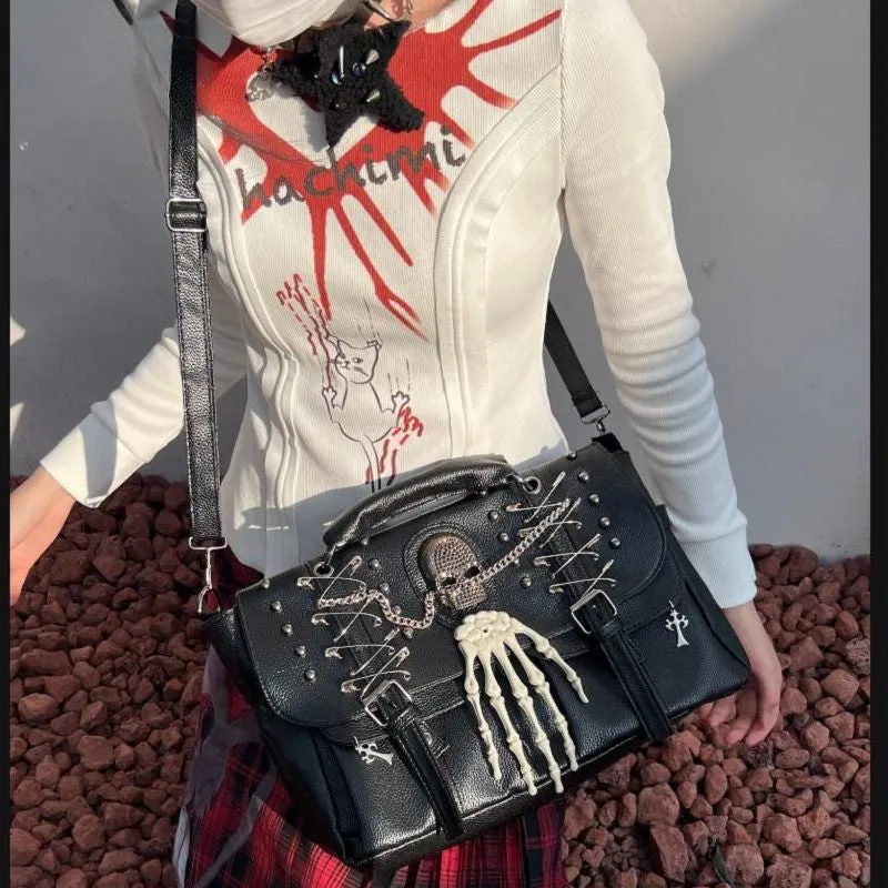 Gothic Harajuku Chain One Y2K Lolita Punk Shoulder Rivet Skull Bag