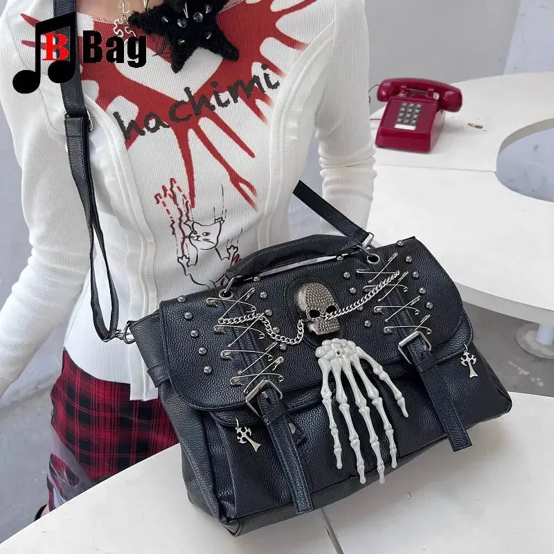 Gothic Harajuku Chain One Y2K Lolita Punk Shoulder Rivet Skull Bag