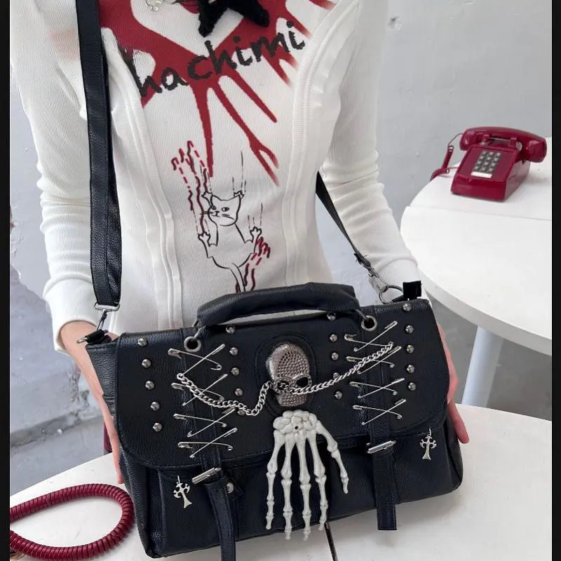 Gothic Harajuku Chain One Y2K Lolita Punk Shoulder Rivet Skull Bag