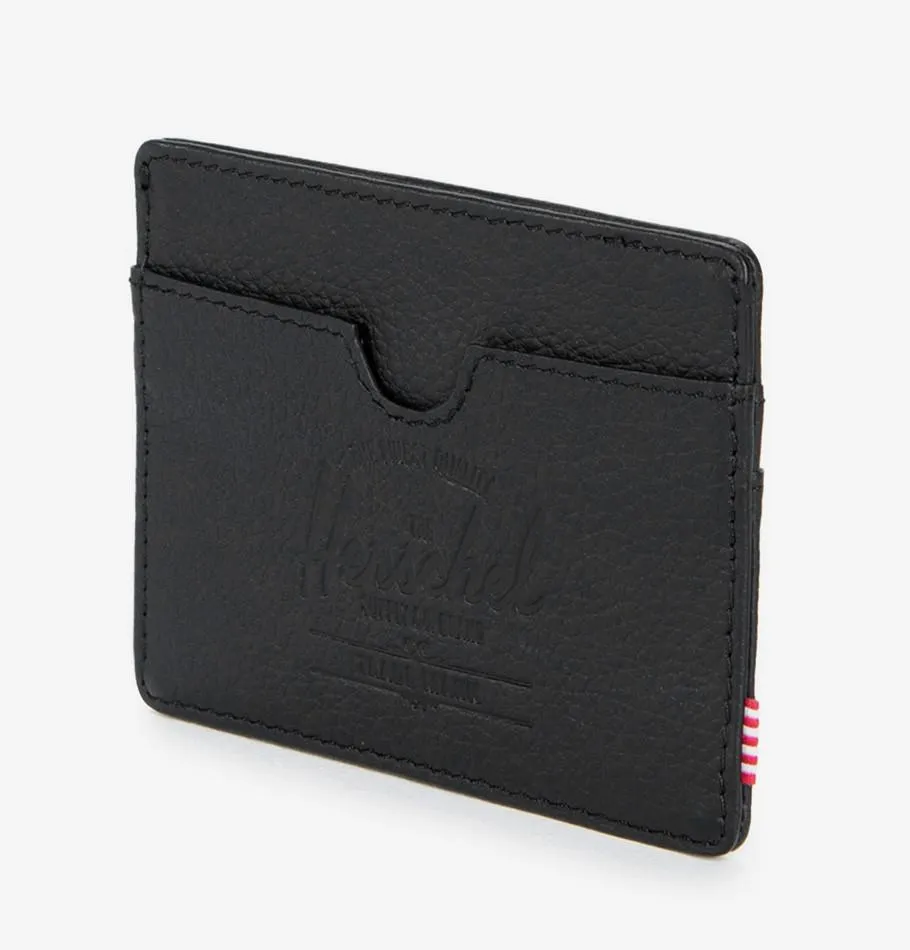 Herschel Charlie Card Holder – Black Pebbled Leather