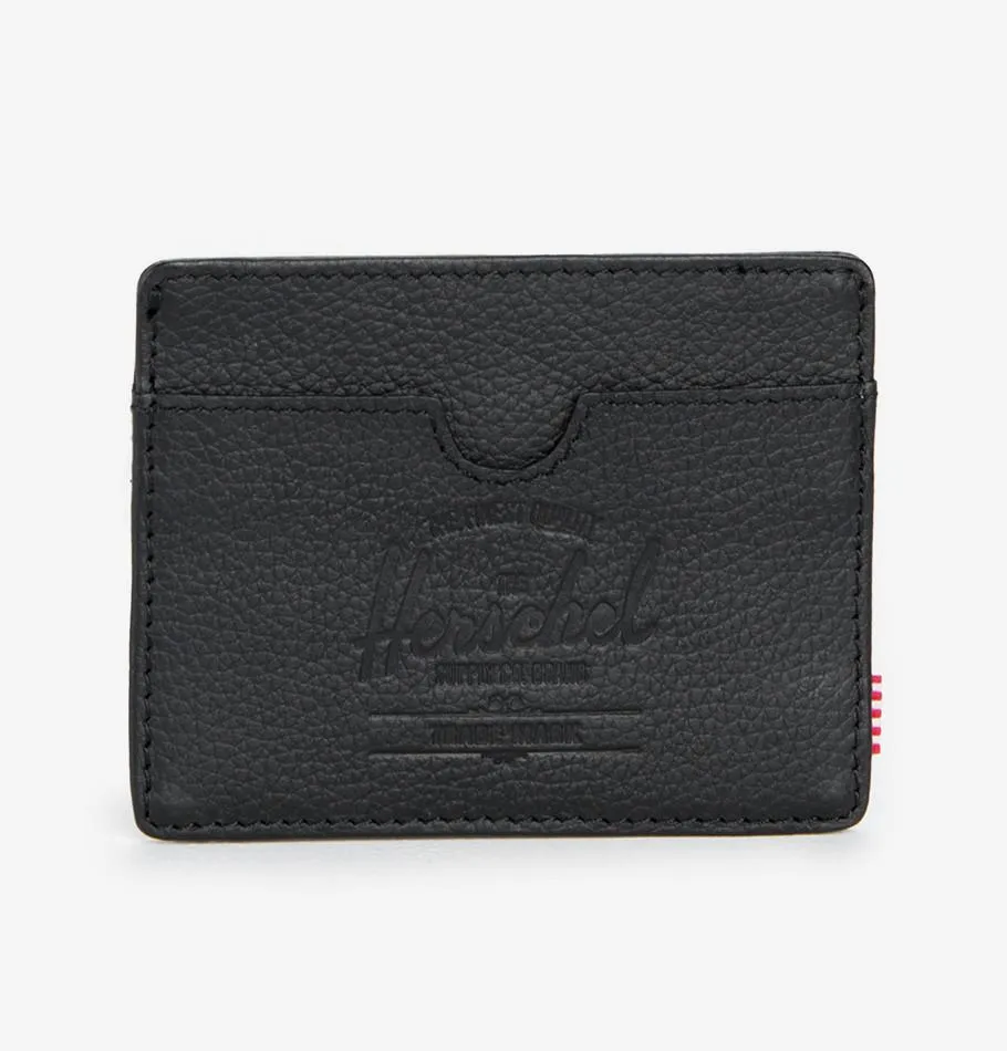 Herschel Charlie Card Holder – Black Pebbled Leather