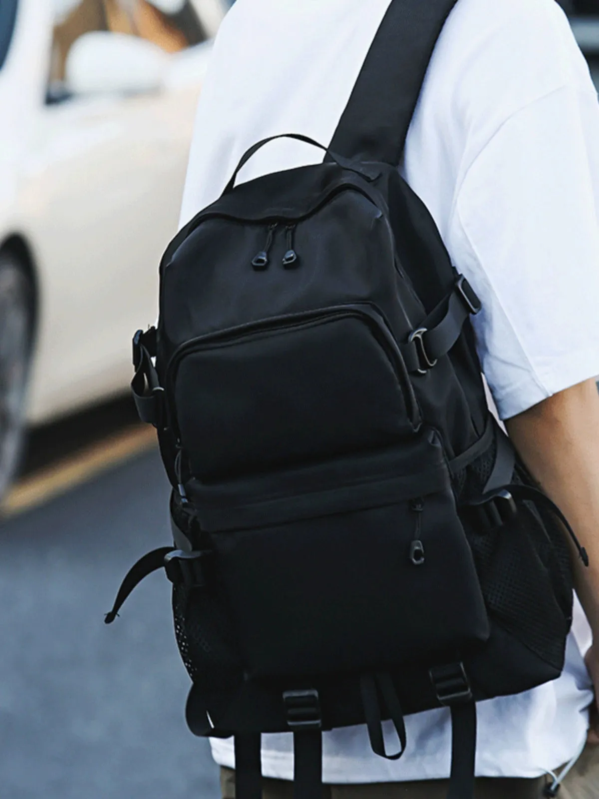 Japanese Style Workwear Fan Backpack Men's Backpack Large Capacity Travel Bag Junior High School Student College Students Bag Trendy Male