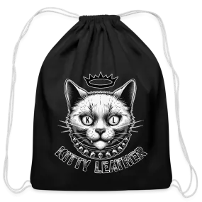 Kitty Leather Cotton Drawstring Bag - Crown Kitty