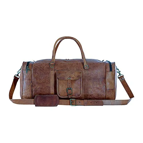 KPL 21 Inch Vintage Leather Duffel Travel Gym Sports Overnight Weekend Duffle Bags for men and women