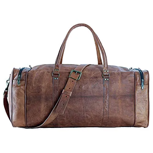 KPL 21 Inch Vintage Leather Duffel Travel Gym Sports Overnight Weekend Duffle Bags for men and women