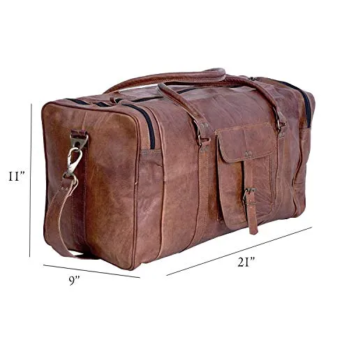 KPL 21 Inch Vintage Leather Duffel Travel Gym Sports Overnight Weekend Duffle Bags for men and women