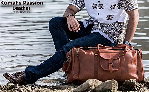 KPL 21 Inch Vintage Leather Duffel Travel Gym Sports Overnight Weekend Duffle Bags for men and women