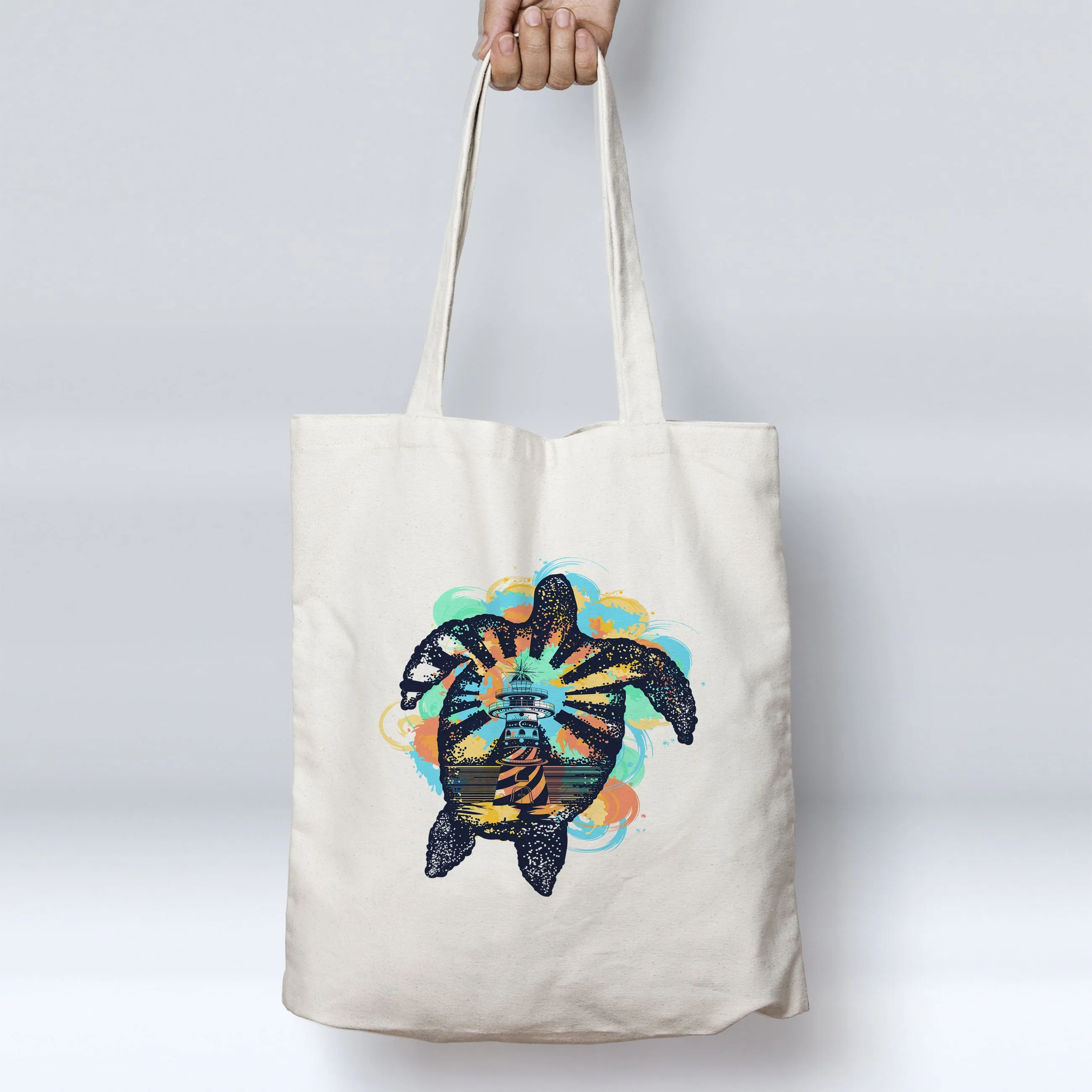 Lighthouse Sea Turtle Beach Tote