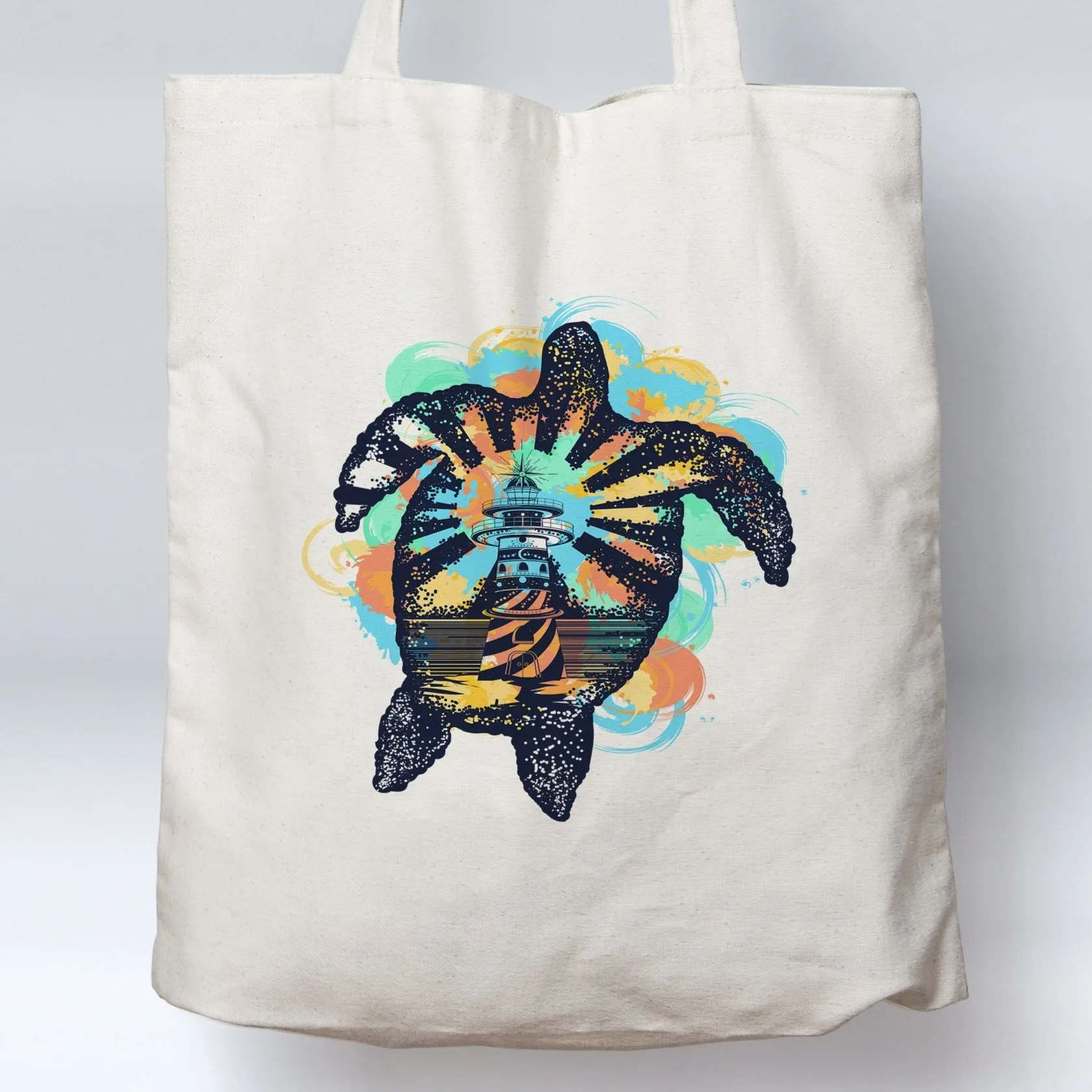 Lighthouse Sea Turtle Beach Tote