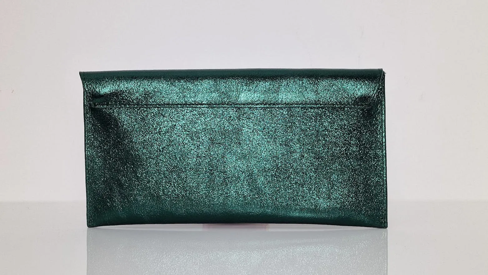 Metallic Emerald Forest Green Envelope Clutch Bag