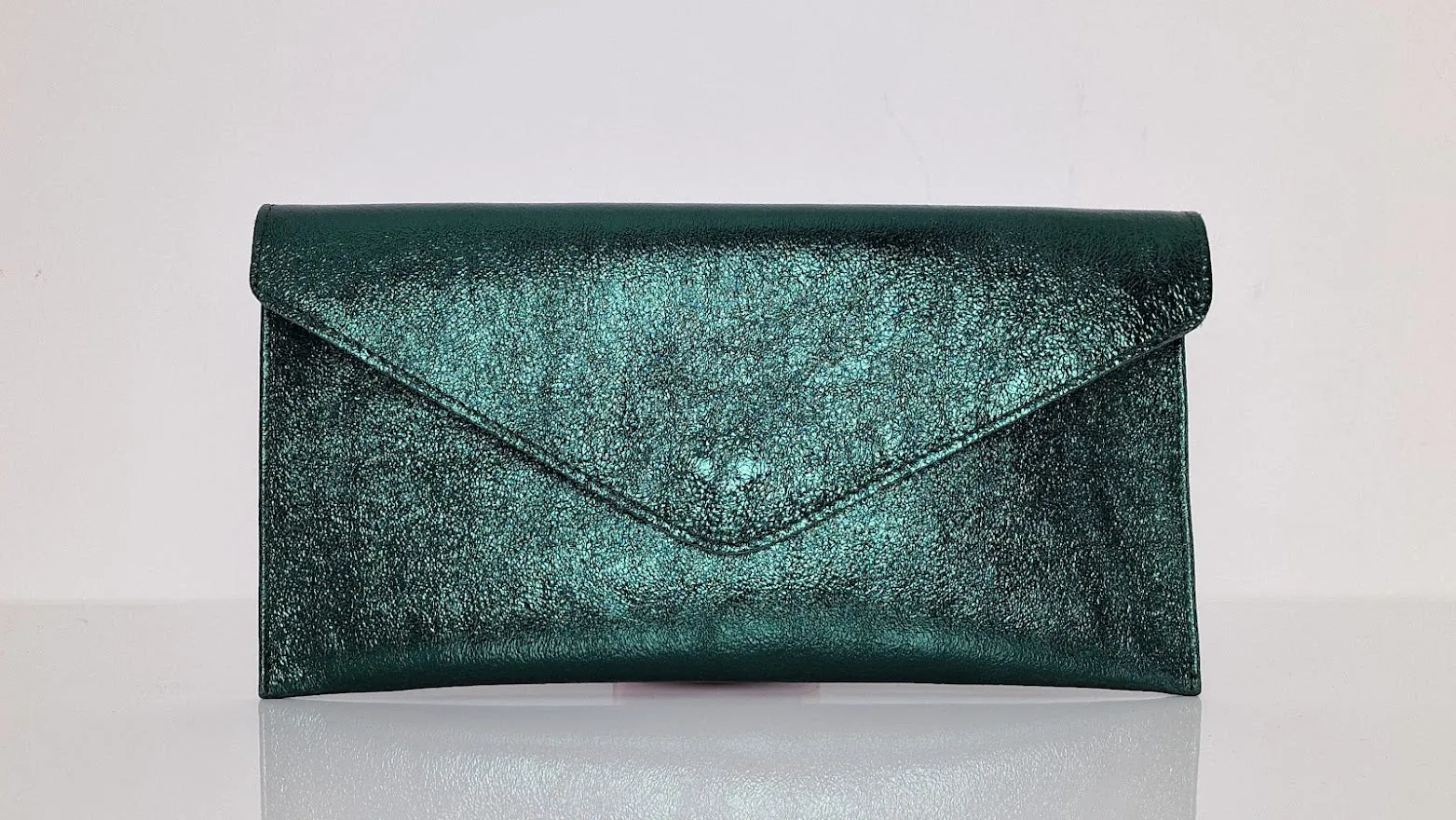 Metallic Emerald Forest Green Envelope Clutch Bag