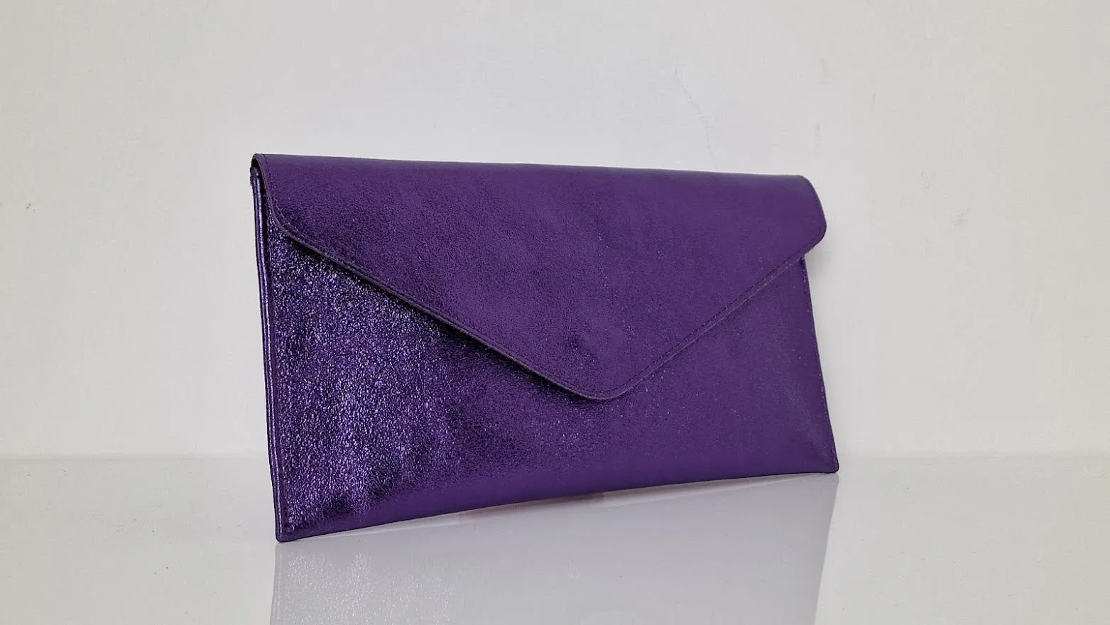 Metallic Purple Voilet Envelope Clutch Bag