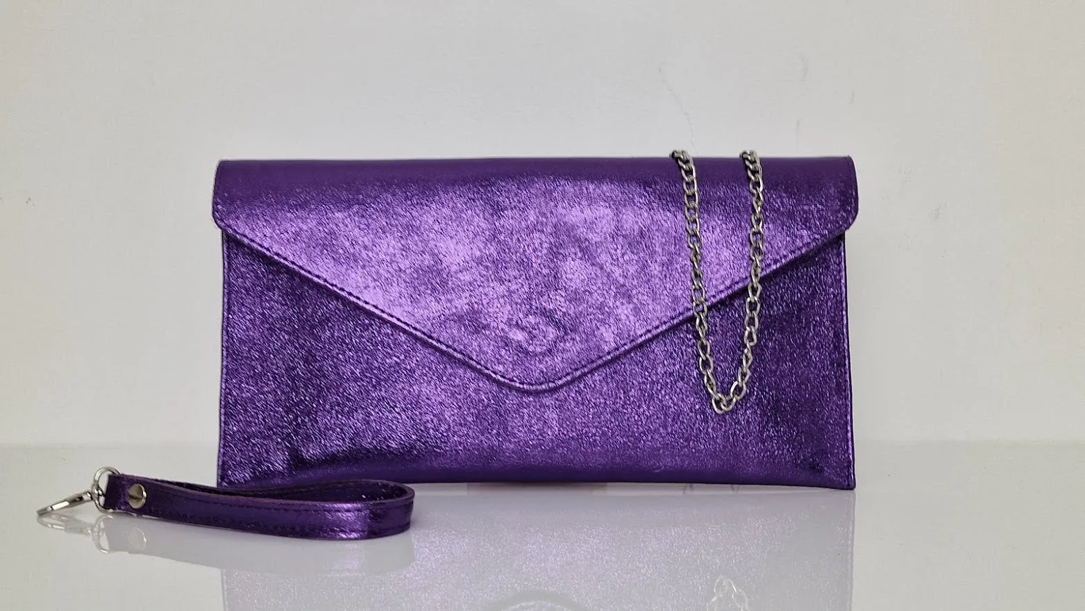 Metallic Purple Voilet Envelope Clutch Bag