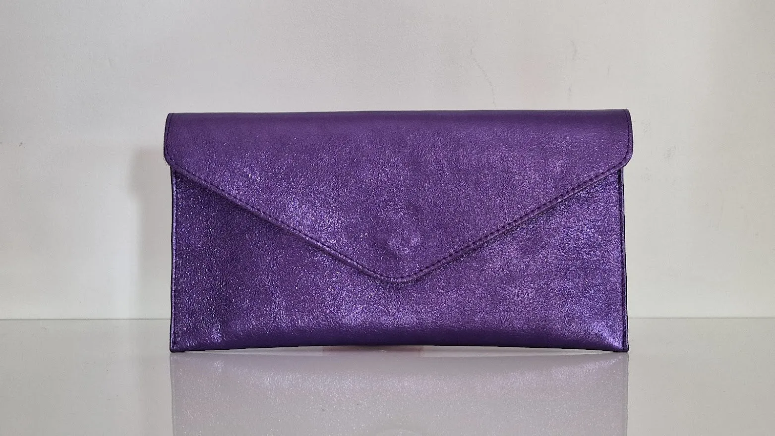 Metallic Purple Voilet Envelope Clutch Bag