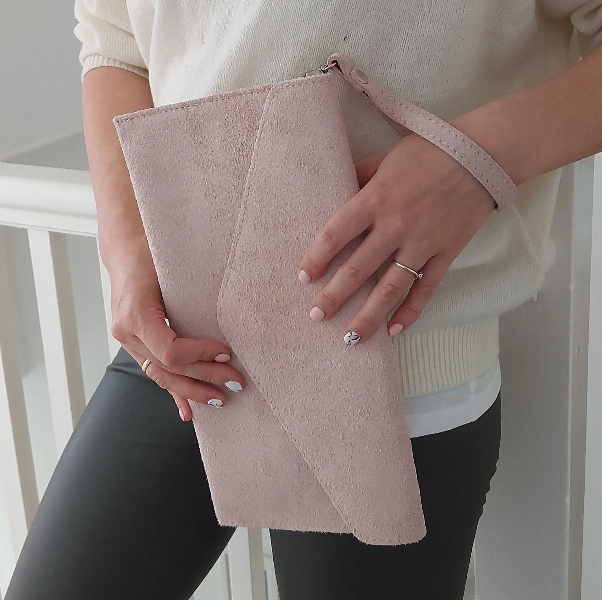 Nude envelope clutch bag