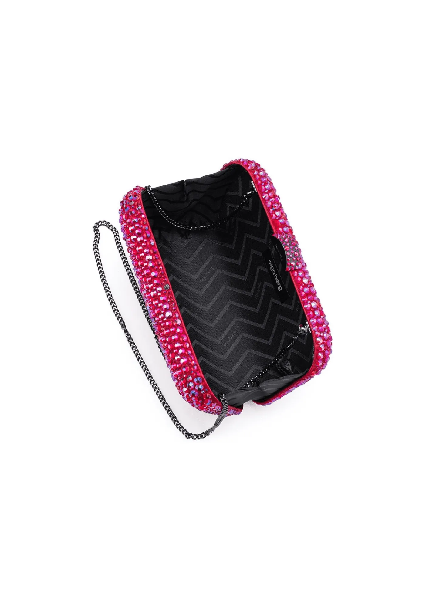 OLGA BERG - Casey Hot fix Encrusted Clutch Fuchsia