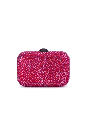 OLGA BERG - Casey Hot fix Encrusted Clutch Fuchsia