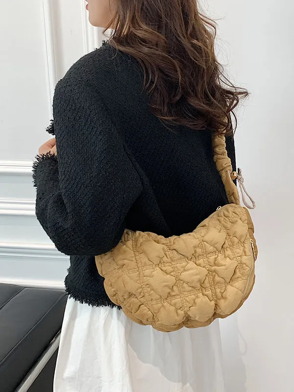 Pleated Split-Joint Velvet Handbags Shoulder Bags