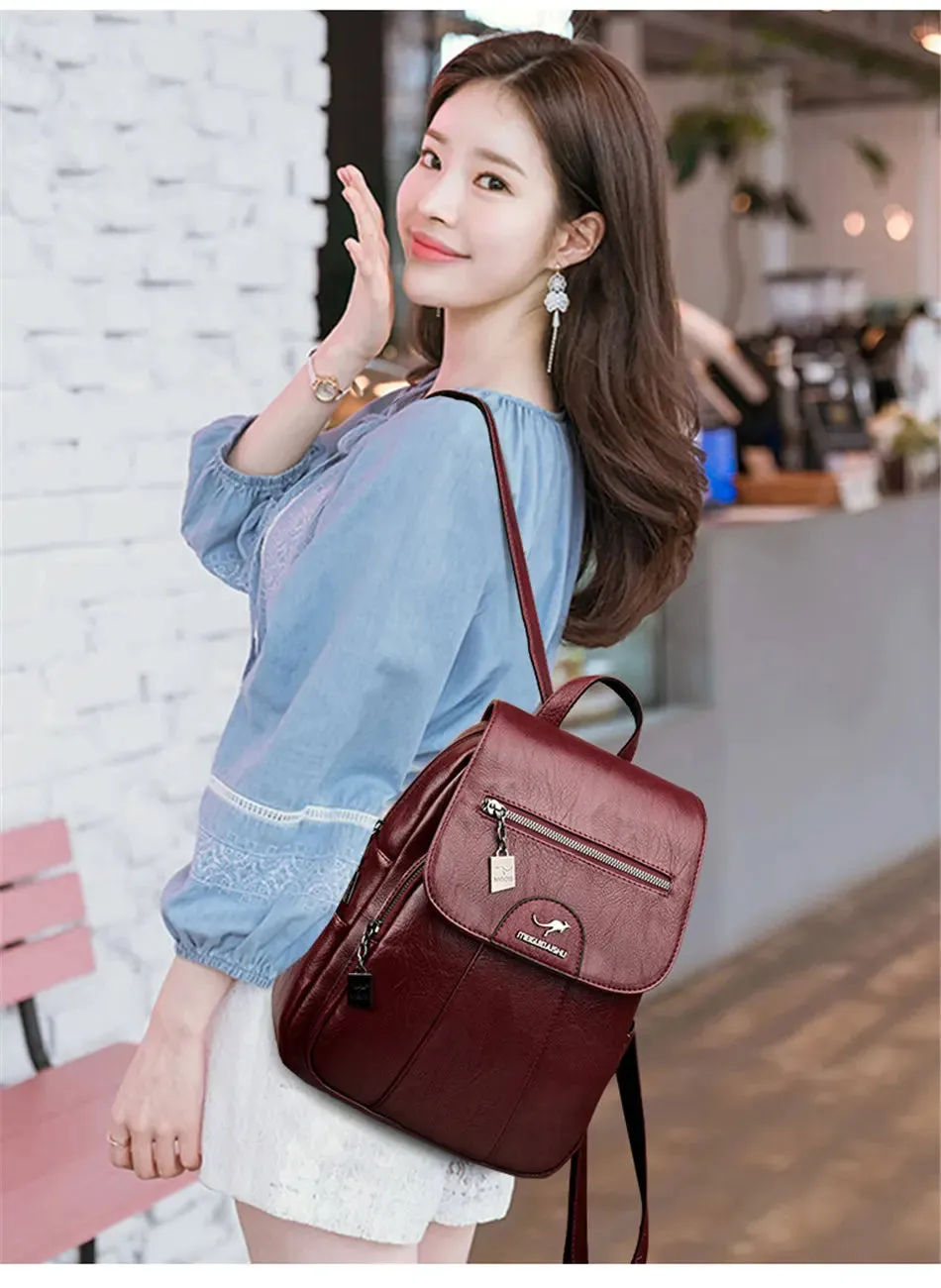 PU Leather vintage style women's Backpack