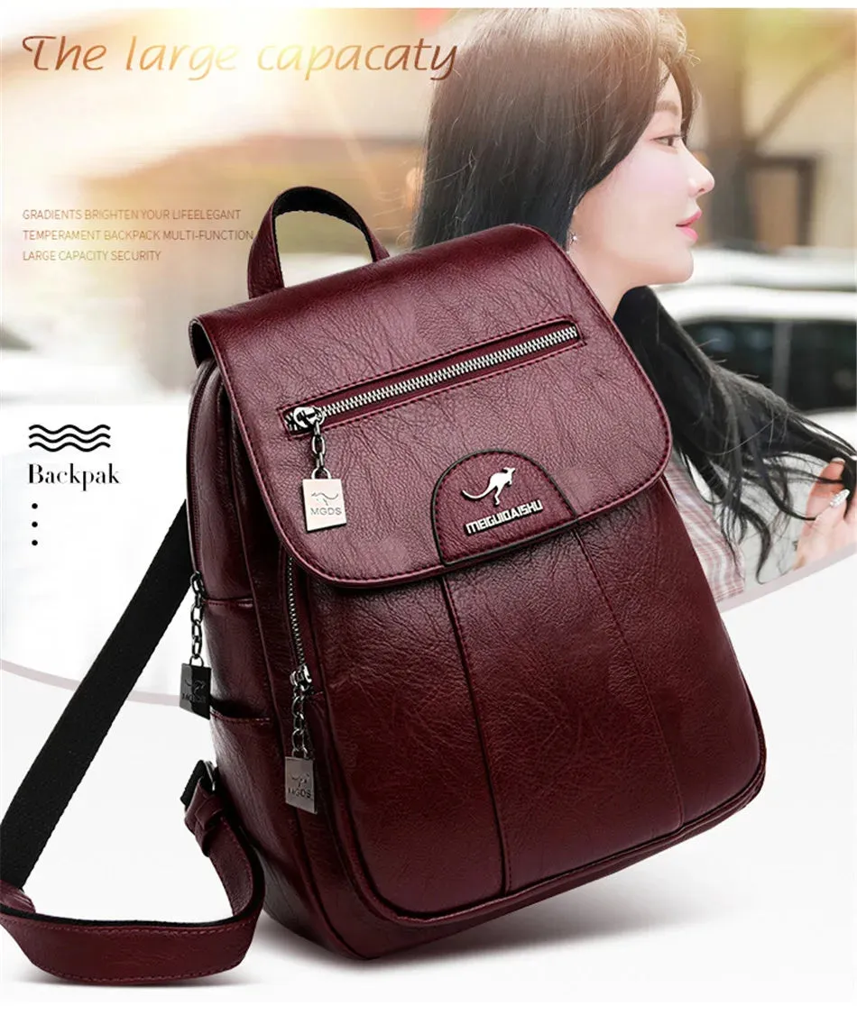 PU Leather vintage style women's Backpack