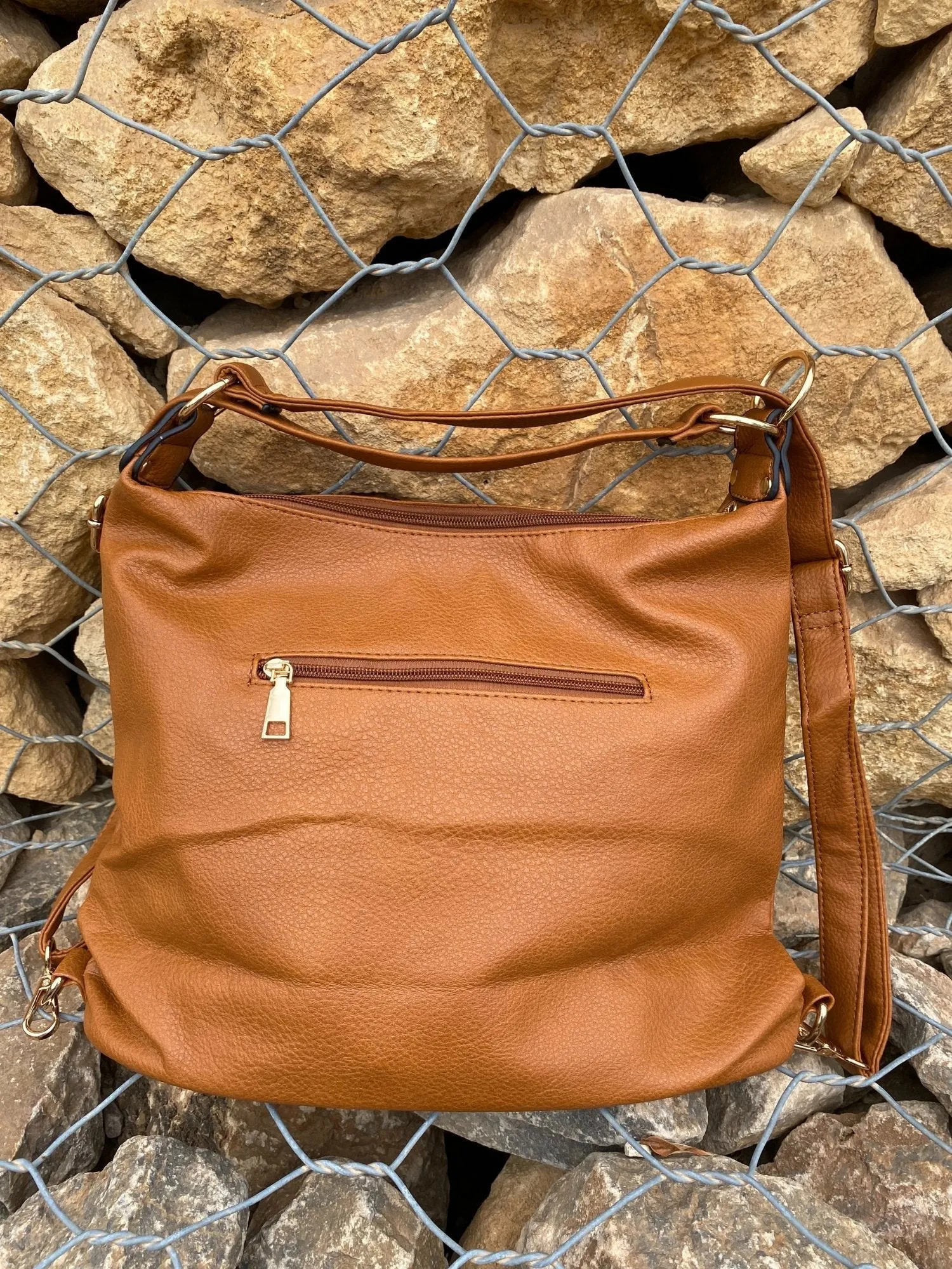 Quilted Light Brown Backpack/Shoulder Bag from Spain