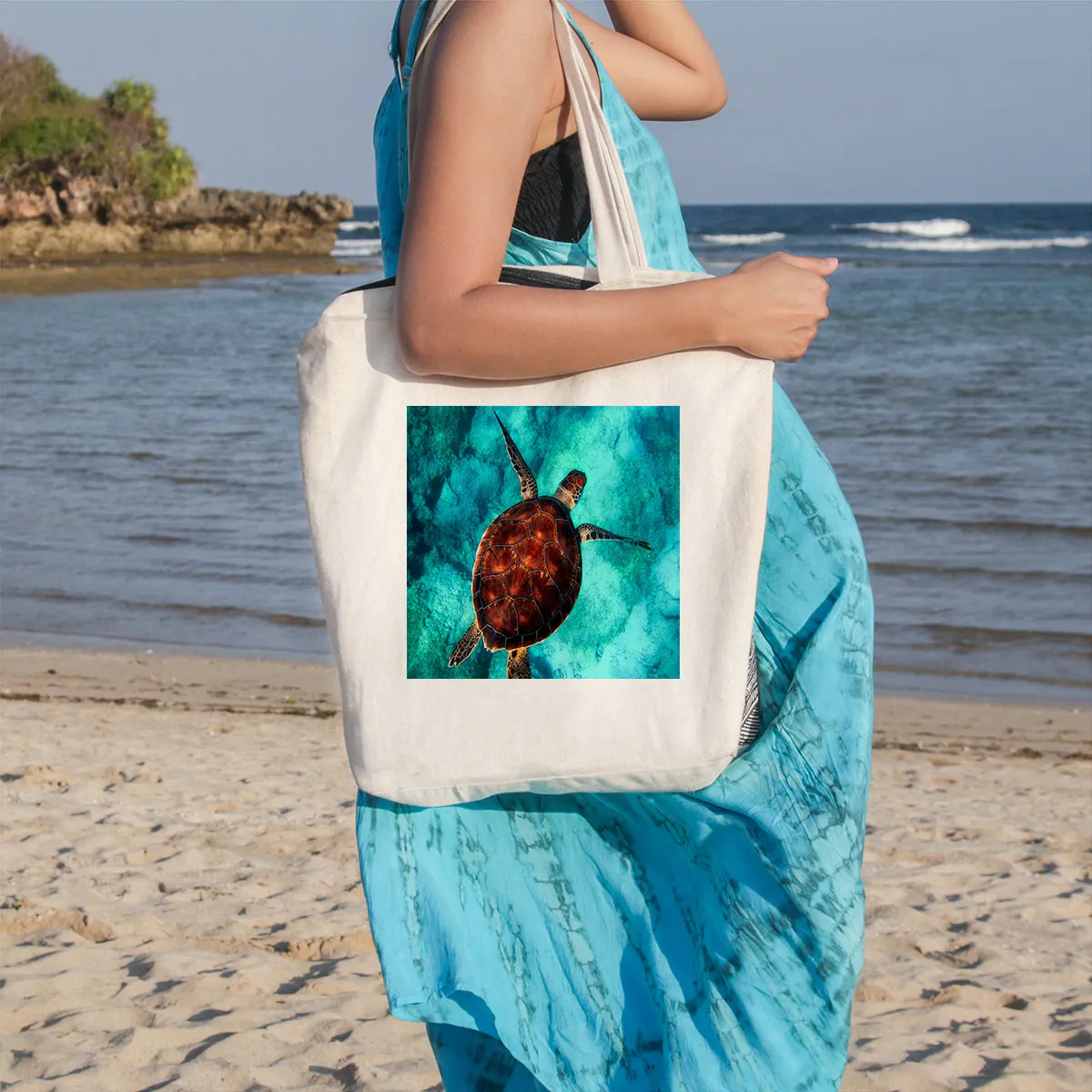 Sea Turtle Vibes Beach Tote