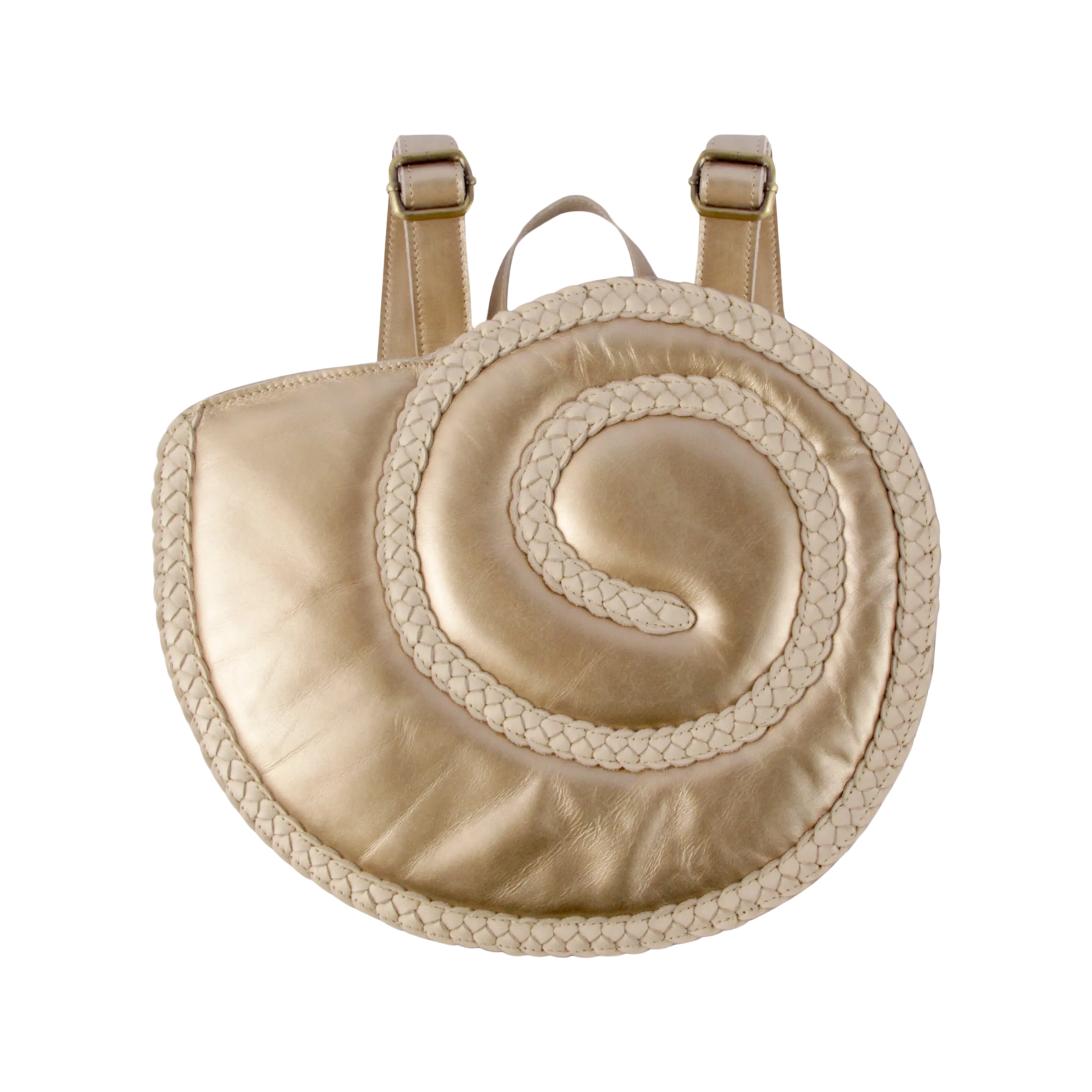 Seafo Schoolbag | Moon Shell | Champagne Metallic Leather