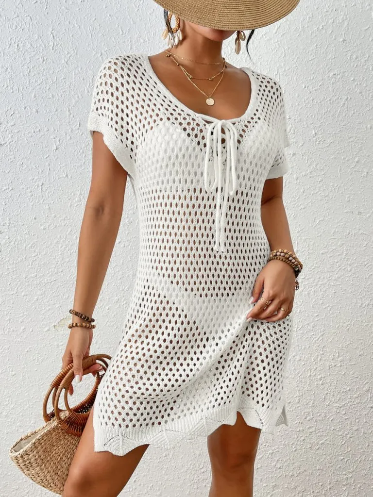 Short Sleeve Mesh Swim Shorts Cover Up