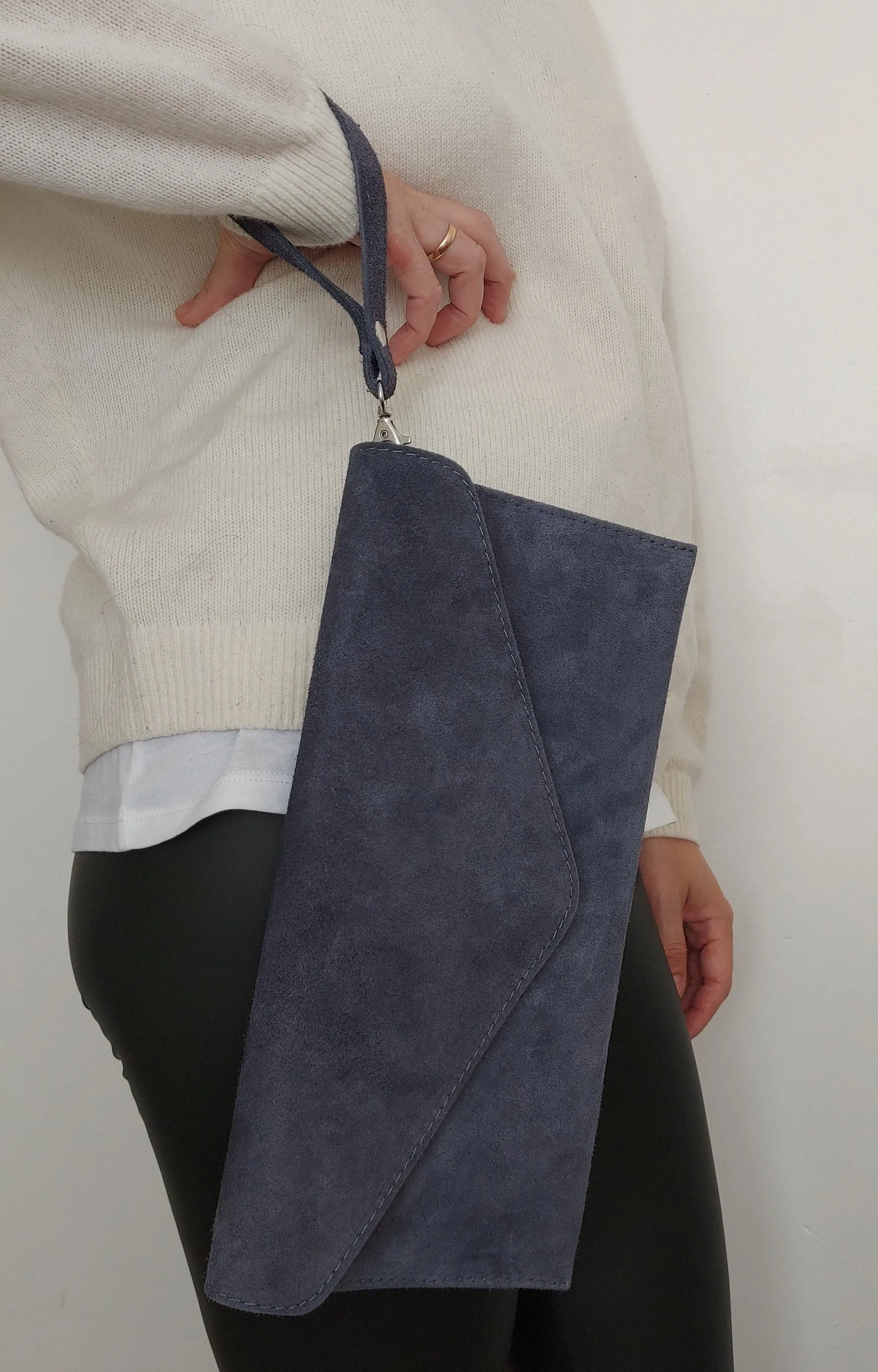 Silver Blue Envelope Clutch Bag