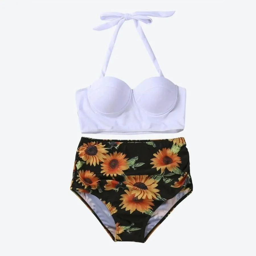 Stylish High-Waisted Floral Bikini Set